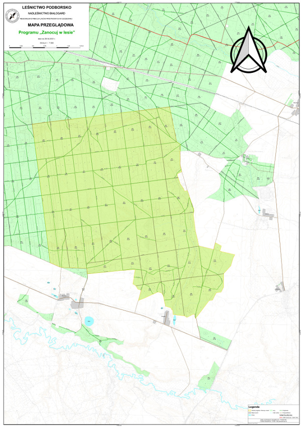 Mapa przeglądowa leśnictwo Podborsko - program Zanocuj w lesie (do pobrania poniżej)